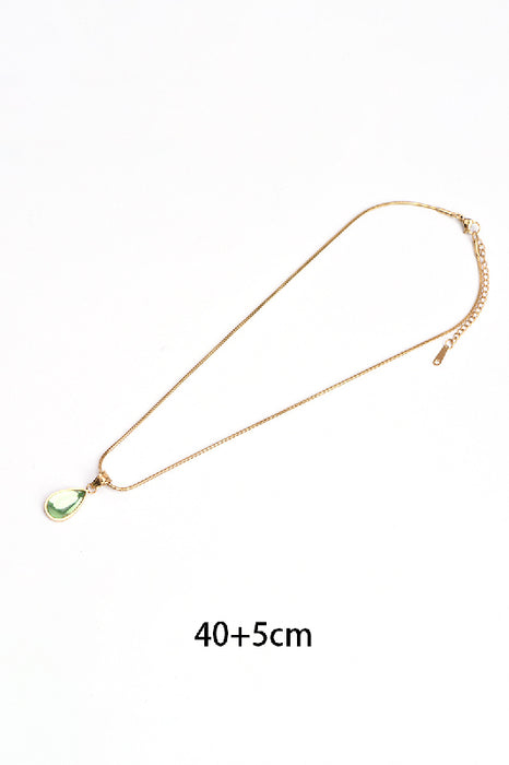 Kette Edelstahl vergoldet 40+5cm grünes Katzenauge