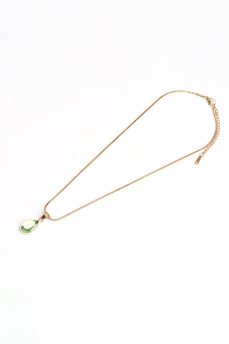 Kette Edelstahl vergoldet 40+5cm grünes Katzenauge