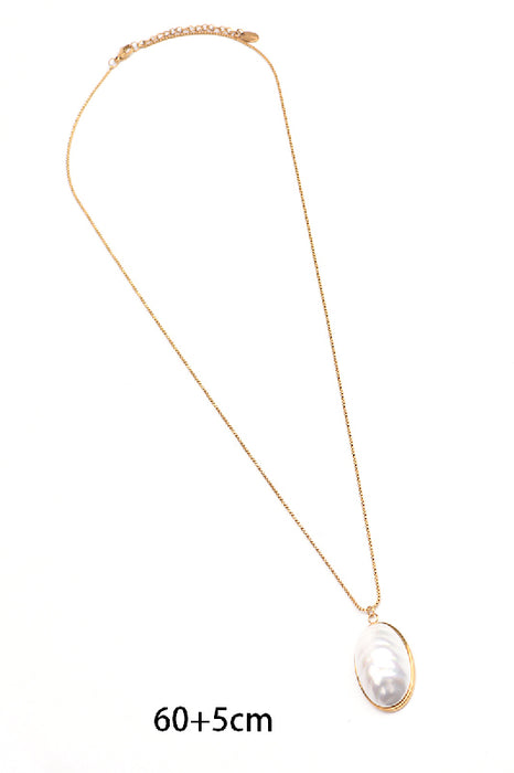 Kette Edelstahl vergoldet 60+5cm Perlmutt