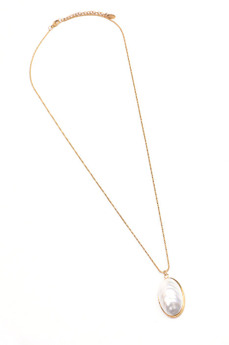 Kette Edelstahl vergoldet 60+5cm Perlmutt