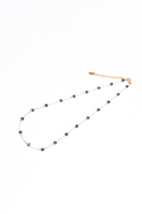 Chaîne acier inoxydable doré 40+5cm Rondelles turquoise africaine
