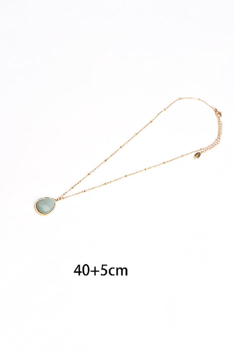Kette Edelstahl vergoldet 40+5cm grüner Aventurin in Tropfenform
