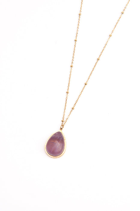 Kette Edelstahl vergoldet 40+5cm Amethyst in Tropfenform