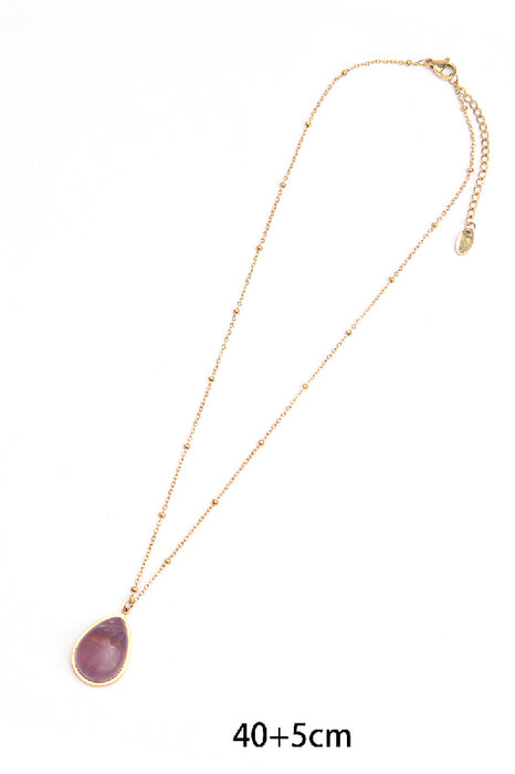 Kette Edelstahl vergoldet 40+5cm Amethyst in Tropfenform