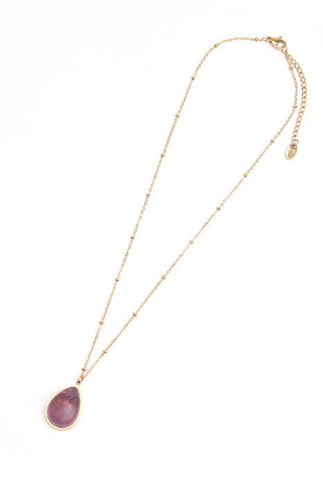 Kette Edelstahl vergoldet 40+5cm Amethyst in Tropfenform
