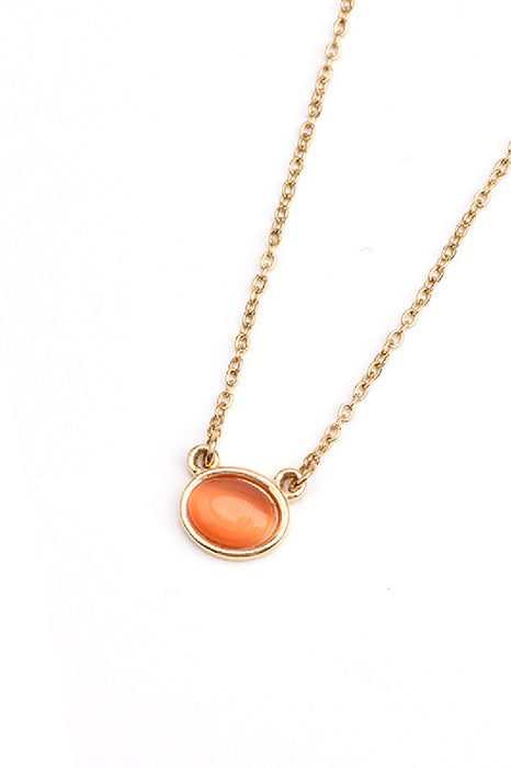 Kette Edelstahl vergoldet 40+5cm Karneol oval quer gefasst