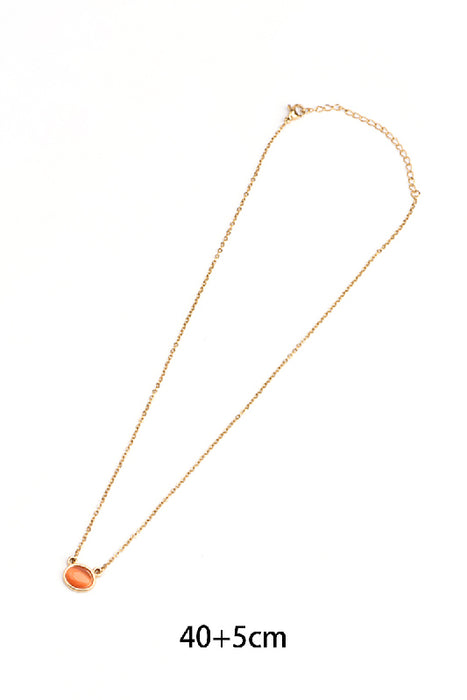 Kette Edelstahl vergoldet 40+5cm Karneol oval quer gefasst