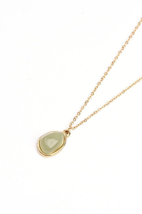 Collier en acier inoxydable plaqué or 40+5cm aventurine verte