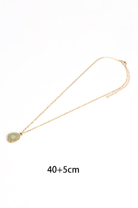 Collier en acier inoxydable plaqué or 40+5cm aventurine verte