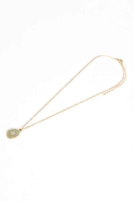 Collier en acier inoxydable plaqué or 40+5cm aventurine verte