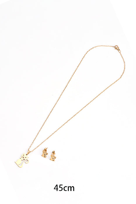 Kette Edelstahl vergoldet 38+7cm Katzenanhänger