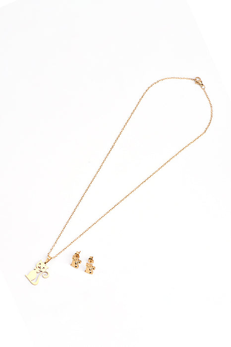 Kette Edelstahl vergoldet 38+7cm Katzenanhänger