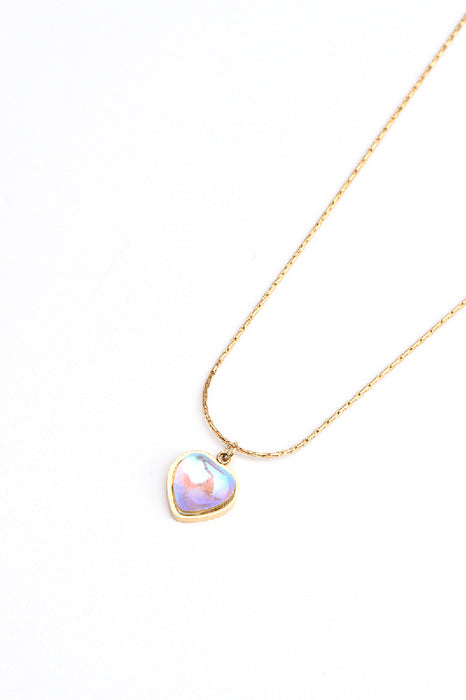 Collier en acier inoxydable doré 40+5cm quartz Aura Angel
