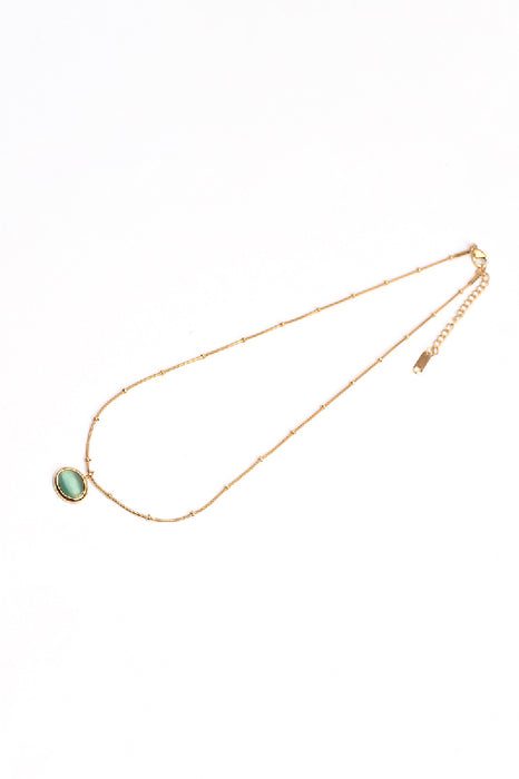 Kette Edelstahl vergoldet 40+5cm Katzenauge türkis