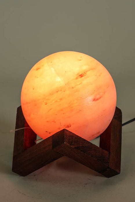 Lampe de sel sphérique avec support