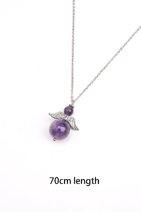 Kette 70cm mit Engel Anhänger Amethyst 3x3.6cm