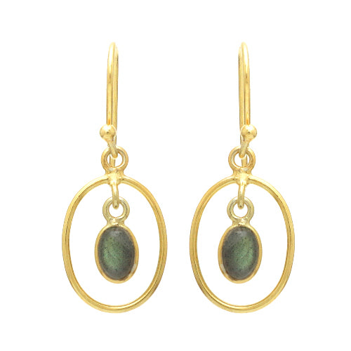 Boucle d'oreille laiton doré à l'or fin labradorite