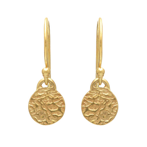 IMAGE_MANQUANTE_Boucle d'oreille en laiton doré, pastille martelée