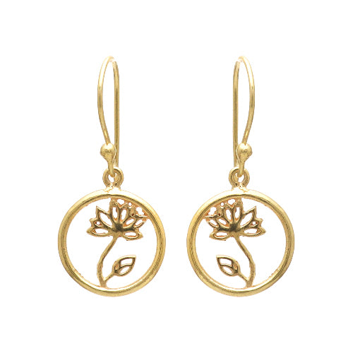 IMAGE_MANQUANTE_Boucle d'oreille en laiton doré fleur de lotus