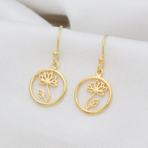 IMAGE_MANQUANTE_Boucle d'oreille en laiton doré fleur de lotus