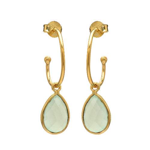 Ohrring Messing vergoldet Chalcedon in Tropfenform