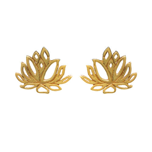 IMAGE_MANQUANTE_Boucles d'oreilles clous laiton doré fleur de lotus