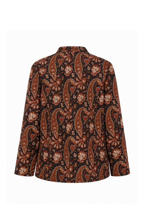 Veste coton réversible - motif cachemire noir/brun/beige - rayures noir/blanc - Taille Unique