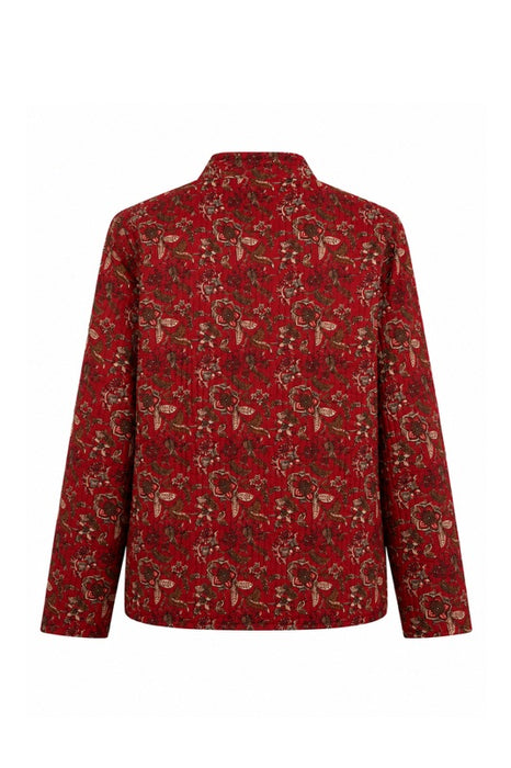 Jacke Baumwolle reversibel - Blumen Muster rot/braun/beige - Streifen rot/weiss - One Size