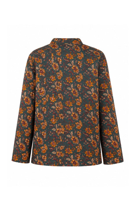 Jacke Baumwolle reversibel - Blumen gelb/braun/petrol - Streifen blau/weiss/rot - One Size