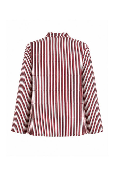 Jacke Baumwolle reversibel - Blätter bordeaux/goldfarben - Streifen weiss/rot - One Size