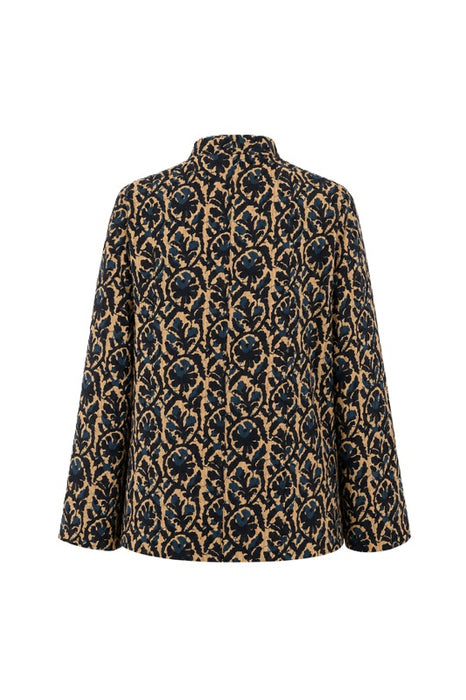 Jacke Baumwolle reversibel - Blumen schwarz/beige/blau - Fantasiemuster blau/weiss - One Size