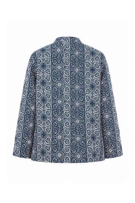 Jacke Baumwolle reversibel - Blumen schwarz/beige/blau - Fantasiemuster blau/weiss - One Size