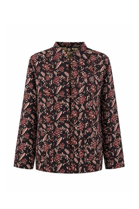 Jacke Baumwolle reversibel - Blumen violett/rosa/weiss - Blumen schwarz/olive/lachsrot - One Size