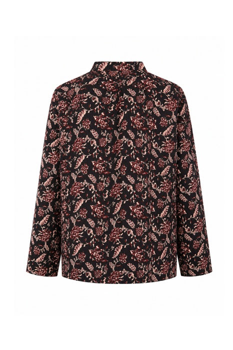 Jacke Baumwolle reversibel - Blumen violett/rosa/weiss - Blumen schwarz/olive/lachsrot - One Size