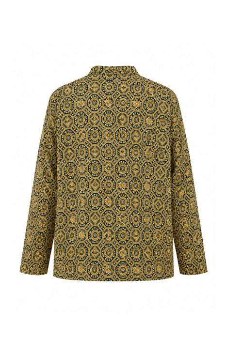 Jacke Baumwolle reversibel - graphisches Muster petrol/gelb/blau - Zick-Zack-Muster gelb/weiss - One Size
