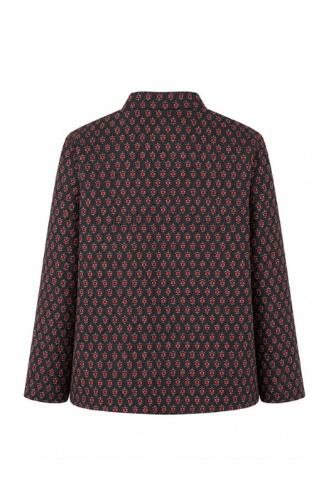 Jacke Baumwolle reversibel - kleine Blumen schwarz/rot/blaul - Blumen schwarz/weiss - One Size