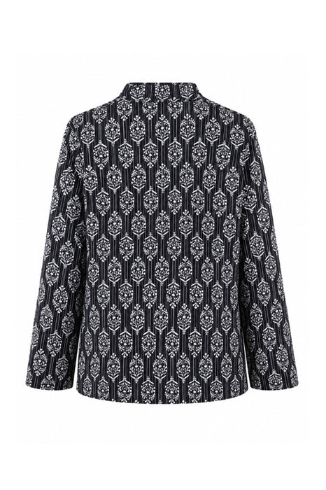 Jacke Baumwolle reversibel - Animal Print schwarz/beige/braun - Baumsilouetten blau/weiss - One Size