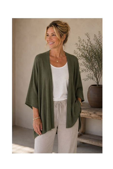 Strickjacke lang Modal/Acryl olive - One Size