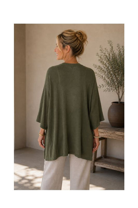 Strickjacke lang Modal/Acryl olive - One Size