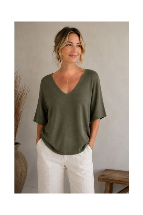 Strickpullover Modal/Acryl olive - One Size
