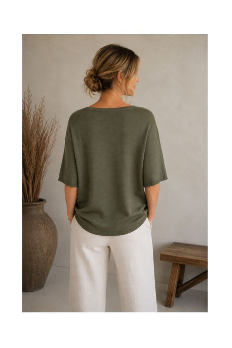 Strickpullover Modal/Acryl olive - One Size