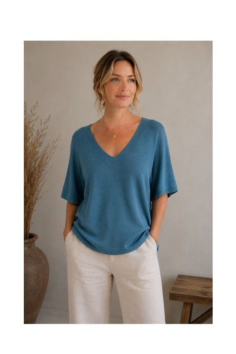 Strickpullover Modal/Acryl petrol - One Size