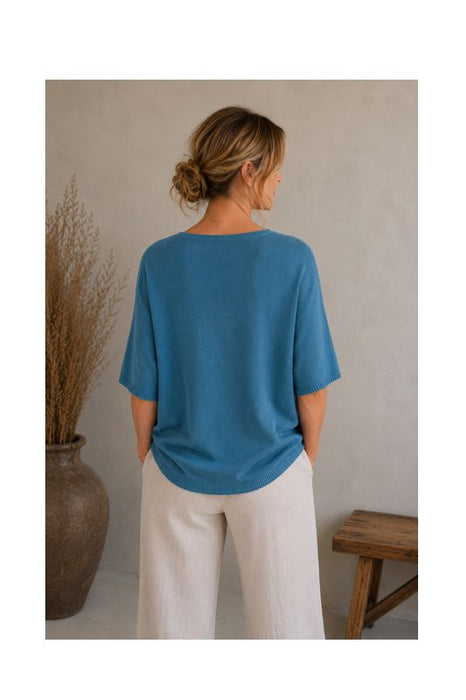 Strickpullover Modal/Acryl petrol - One Size