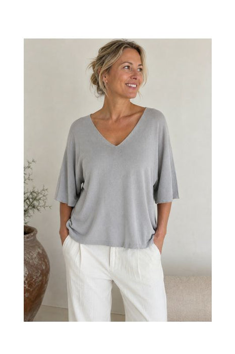 Strickpullover Modal/Acryl hellgrau - One Size
