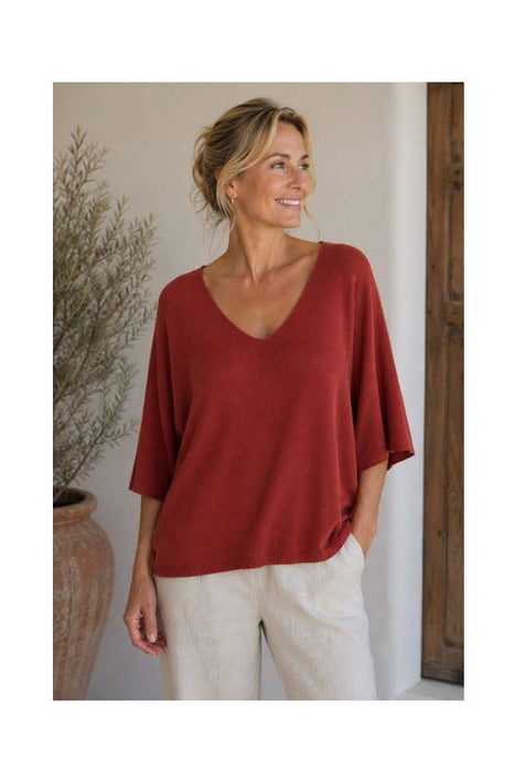 Strickpullover Modal/Acryl rost - One Size