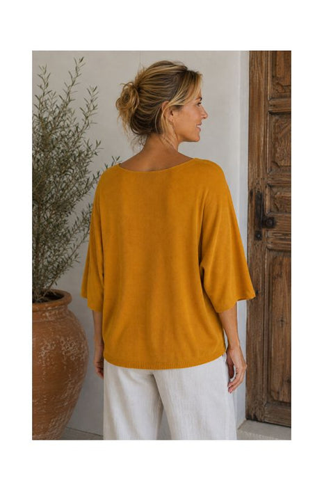 Strickpullover Modal/Acryl senfgelb - One Size
