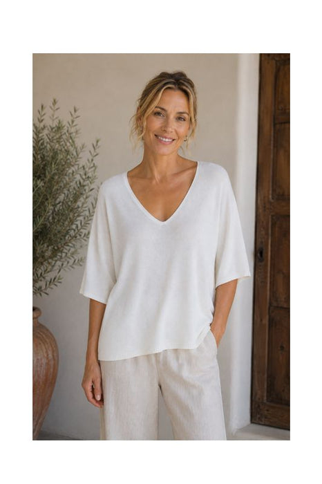 Strickpullover Modal/Acryl weiss - One Size