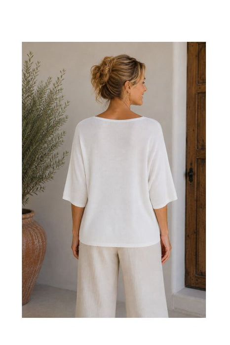 Strickpullover Modal/Acryl weiss - One Size