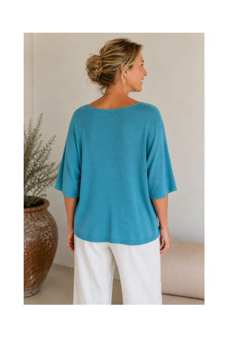 Strickpullover Modal/Acryl türkis - One Size