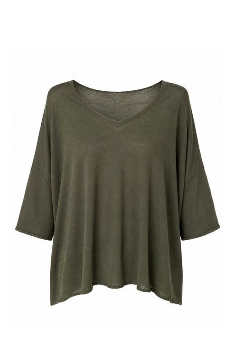 Strickpullover weit Modal/Acryl olive - One Size